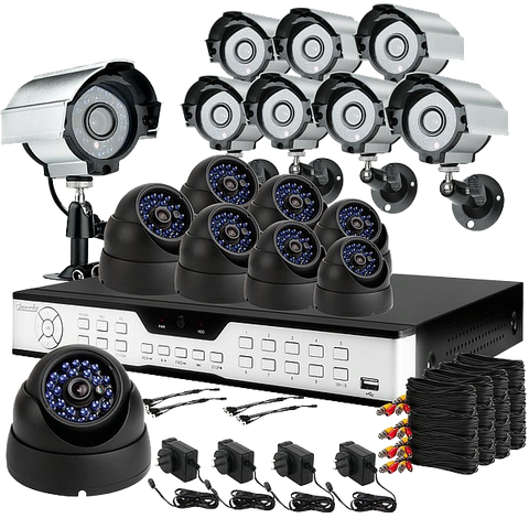 16CH Commercial Surveillance Camera System 8 Bullet+8 Dome Sony