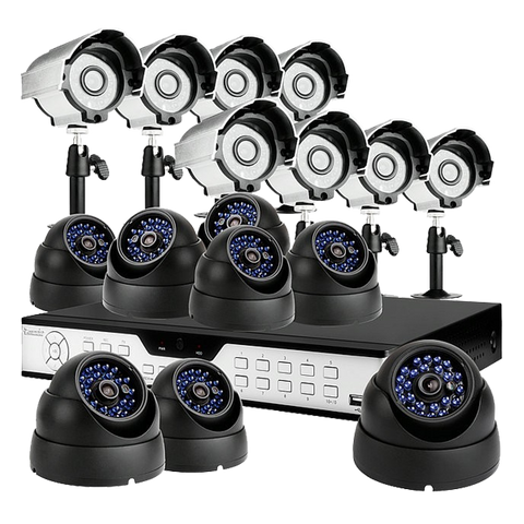 16CH Commercial Surveillance Camera System 8 Bullet+8 Dome Sony
